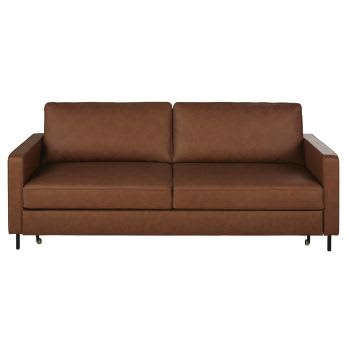 Habel - Ausziehbares 3-Sitzer-Sofa mit beschichtetem, braunem Stoffbezug