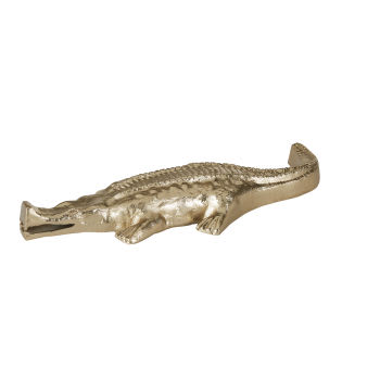 AVEIRO - Figura de cocodrilo de aluminio dorado, alt. 7