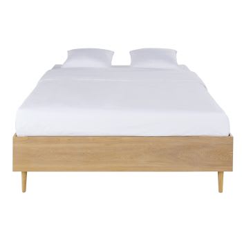 Axelle - Bed met 4 lades en lattenbodem van grenenhout en messingkleurig metaal - 160 x 200 cm