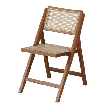 Ayame - Chaise pliante en bois de hêtre et cannage en rotin
