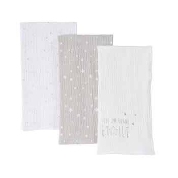 CELESTE - Babydoeken van grijs en wit katoen (x3)