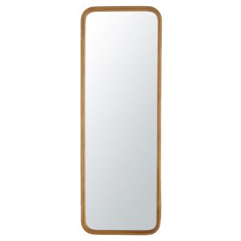 BAIXO - Grand miroir rectangulaire sur pied en rotin marron 61x170