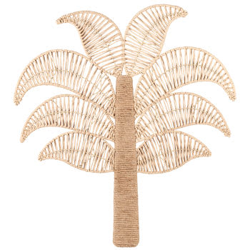BARDIA - Wanddecoratie van gevlochten waterhyacint in vorm van palmboom, 65 x 72 cm