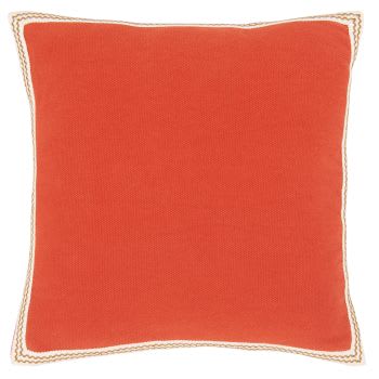 BASTET - Fodera per cuscino color terracotta tinta unita con fettuccia decorativa 40x40 cm