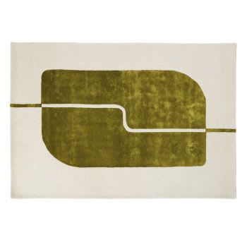 BAUTISTA - Getuft tapijt met motieven - ecru/olijfgroen - 160 x 230 cm
