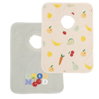 Frutti - Bavoirs en coton nid d'abeille multicolore (x2)