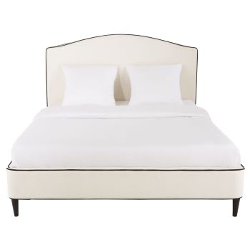 Beatrice - Bett mit Leinenbezug, weiß 160x200