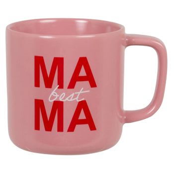 BEST MAMMA - Becher aus rosa Porzellan mit roten und weißen Schriftzügen