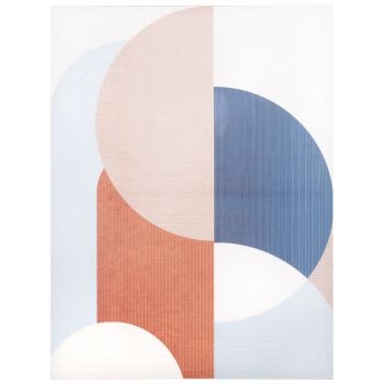 GALEATA - Bedruckte Leinwand, blau, orange, beige und weiß, 60x80cm