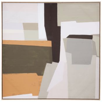 BAKER - Bedruckte Leinwand, grün, ocker, schwarz und ecru, 90x90cm