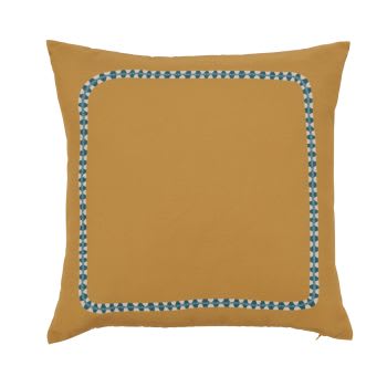 Allwetter Sitzkissen Aus Polyester – Getuftet, Mit Bändern, 53x53x10 Cm, Orange | Für Terrassenmöbel Drinnen & Draußen