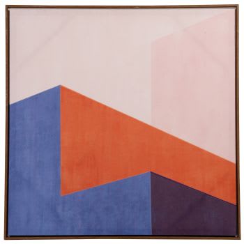 IDALIE - Bedrukt doek met rode, blauwe en roze geometrische motieven, 70 x 70 cm