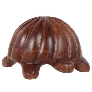 OLA - Beeldje van schildpad uit mangohout H16