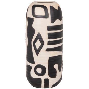 Beige and black porcelain vase H35cm