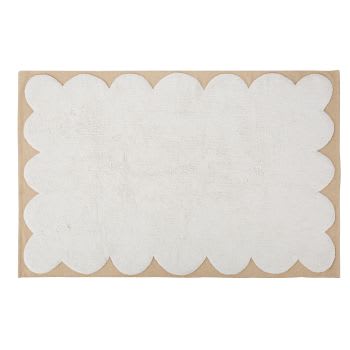 OLULU - Beige en gebroken wit tapijt van getuft en geweven gerecycleerd katoen, 120 x 180 cm