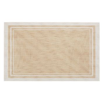 JUTANI - Beige en wit tapijt van vinyl met print 50 x 80 cm