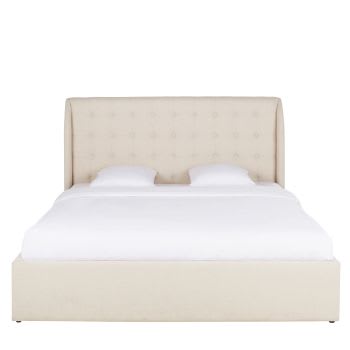 Beige opbergbed 180 met lattenbodem