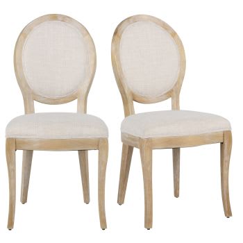 Joséphine - Beigefarbene und braune Stühle, Set aus 2