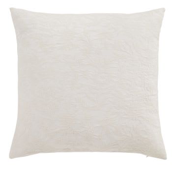 BELDA - Almofada em algodão com motivo de folhagem em relevo cru 60x60