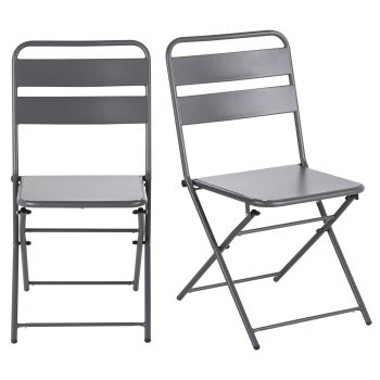 Belleville - Cadeira dobrável em metal cinzento-antracite (x2)