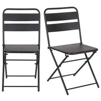 Belleville - Cadeira dobrável em metal preto (x2)