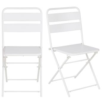 Belleville - Chaise pliante en métal blanc x2)