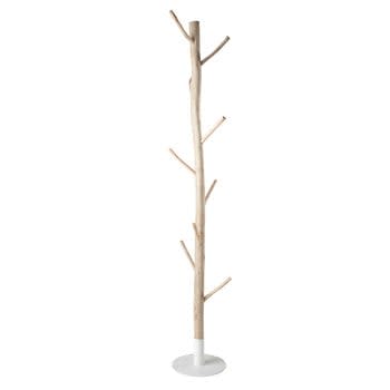 Rivage - Bengaleiro em forma de tronco de árvore de madeira eucalipto e metal branco