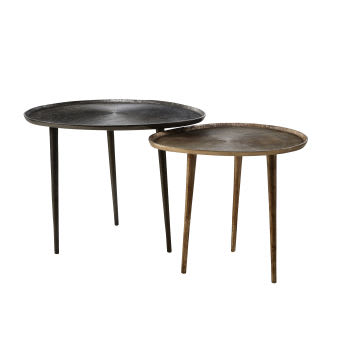 BENONI - Tavolini da salotto in alluminio nero e bronzo (x2)