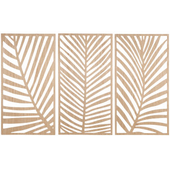 BENTOS - Tríptico con diseño de hojas de madera 105 x 65