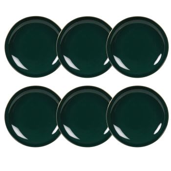 BERENICE - Set van 6 - Groen en goudkleurig porseleinen soepbord