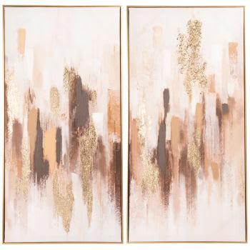 Calisto - Beschilderd doek, goud en bruin, 90 x 90 cm