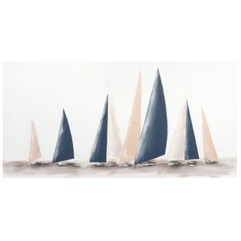 Beschilderd doek met boten 90 x 45 cm