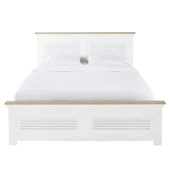 Cezembre - Bett 160x200 aus massivem Mangoholz, weiß