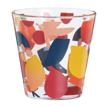 Lotto di 3 - Bicchiere in vetro con motivi multicolore a tema frutta
