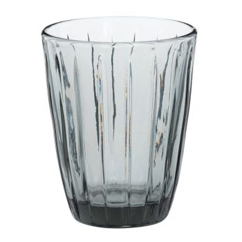 Lotto di 3 - Bicchiere in vetro striato colorato grigio antracite