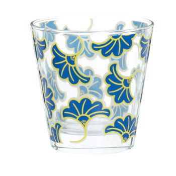 WAX - Lotto di 6 - Bicchiere in vetro trasparente con motivo floreale multicolore