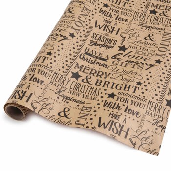 Black Word - Set of 4 - Black/craft Wrapping Paper L200