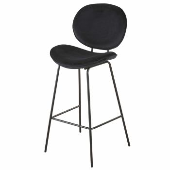 Luna - Black Velvet and Metal Bar Chair H73