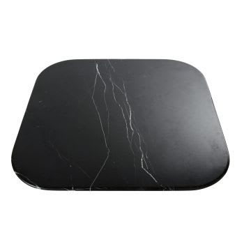 Blackly Business - Plateau de table en pierre effet marbre noir 4 personnes L90