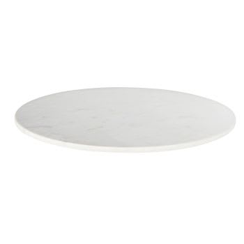 Blackly Business - Tablero de mesa profesional redondo de mármol blanco, 2/4 personas, D. 90