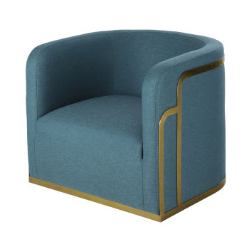 Blauwgroene en goudkleurige fauteuil voor professioneel gebruik