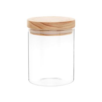 MARCEAU - Bocal en verre couvercle en bois de pin H14