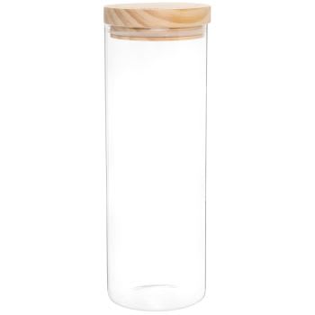 MARCEAU - Bocal en verre couvercle en bois de pin H29