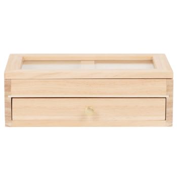 CEZANO - Boîte à bijoux en bois de pin et verre transparent