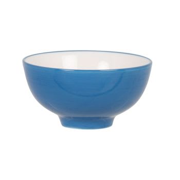 SINO - Lote de 3 - Bol de gres azul con estampado multicolor