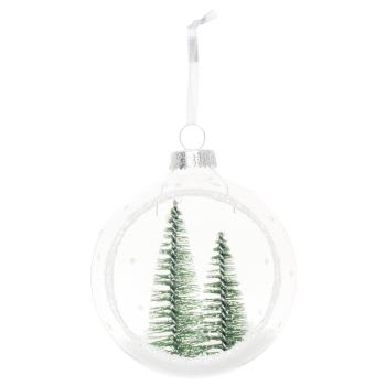 Lote de 6 - Bola de Natal aberta em vidro e pinheiros verdes e brancos