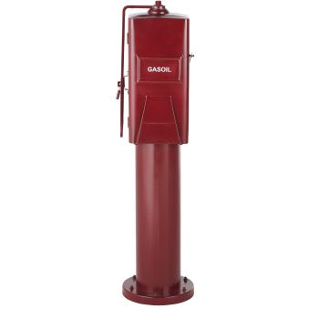 RILEY - Bomba de gasolina decorativa em ferro vermelho e espaço de arrumação