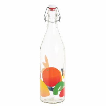 ALVORA - Lotto di 2 - Bottiglia in vetro con motivi multicolore 1 L