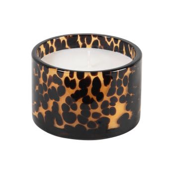 Leopoldine - Bougie parfumée en verre motif léopard marron