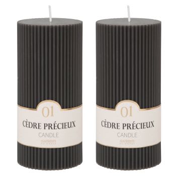 COLORAMA - Lot de 2 - Bougie striée parfumée gris foncé H15, 500g